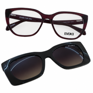 ÓCULOS DE GRAU EVOKE R02P VINHO COM CLIP-ON SOLAR