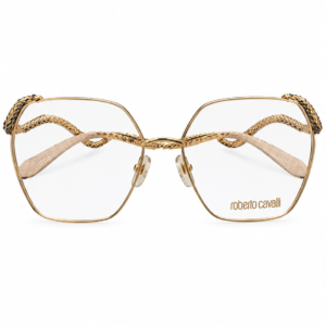 ÓCULOS DE GRAU ROBERTO CAVALLI VRC103 DOURADO COM DETALHES DE SERPENTE
